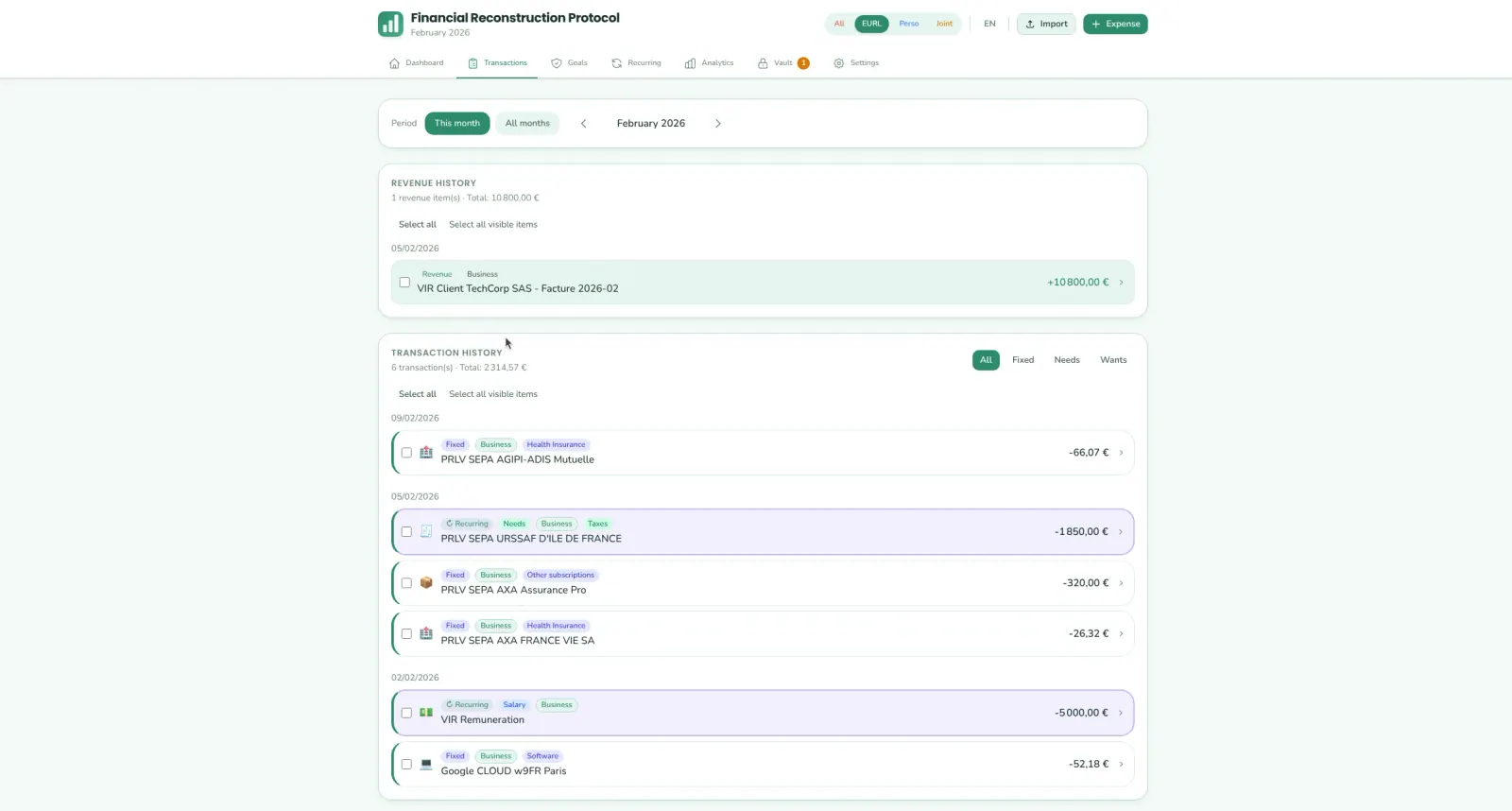 Financials screenshot 3
